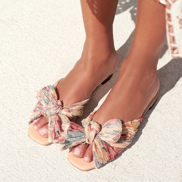 Loeffler Randall Shoes - Loeffler Randall Floral Pleated Bow Slide Sandals